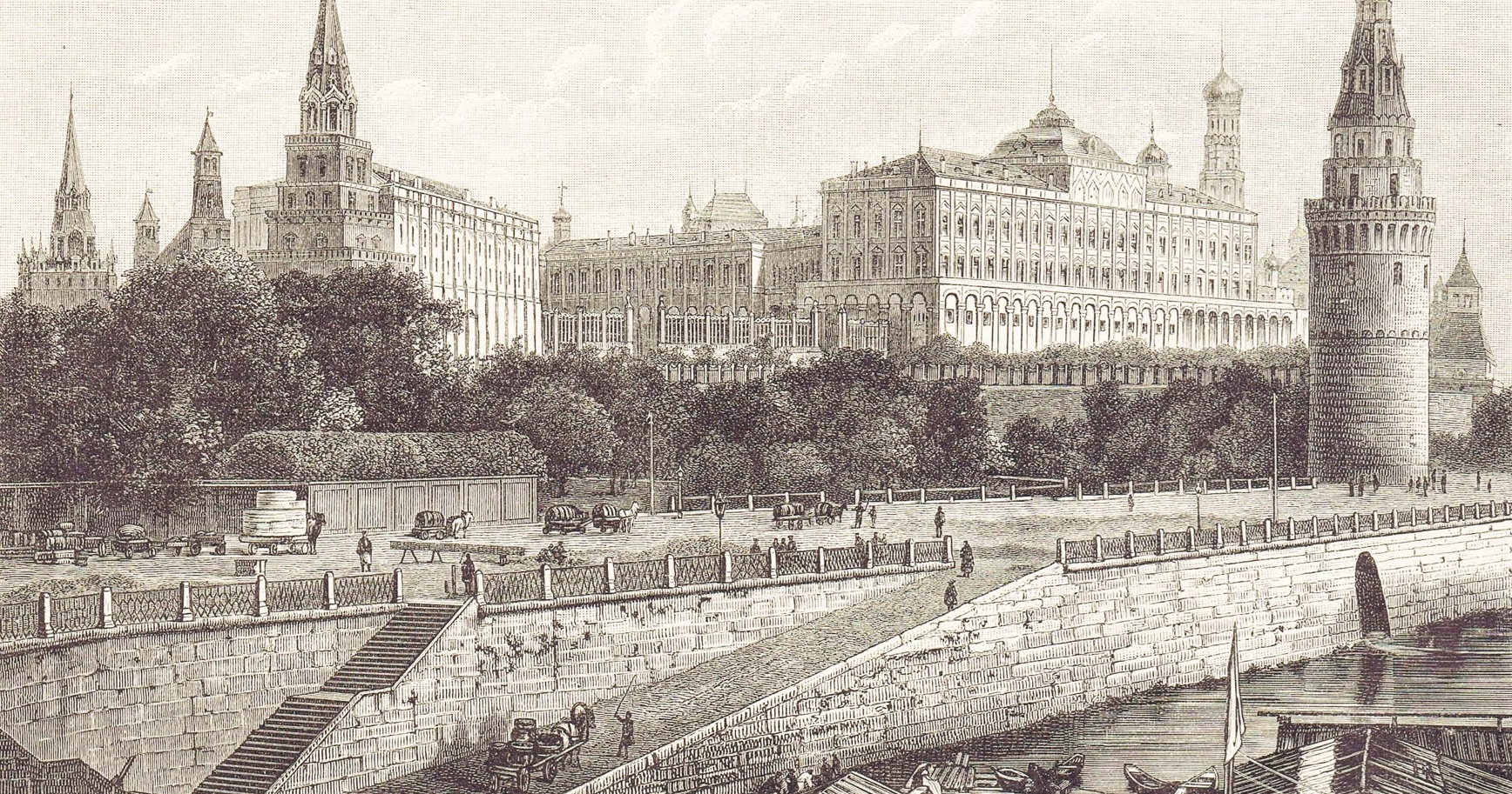 Москва. Вид Кремля с берегов реки Москвы. 1882г. Старинная гравюра Москва. Вид Кремля с берегов реки Москвы. 1882г. Старинная гравюра
