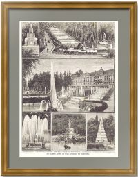 Петродворец, Петергоф 1887г. Старинная гравюра