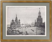 Вид на Красную площадь в Москве. 1896г. Старинная гравюра