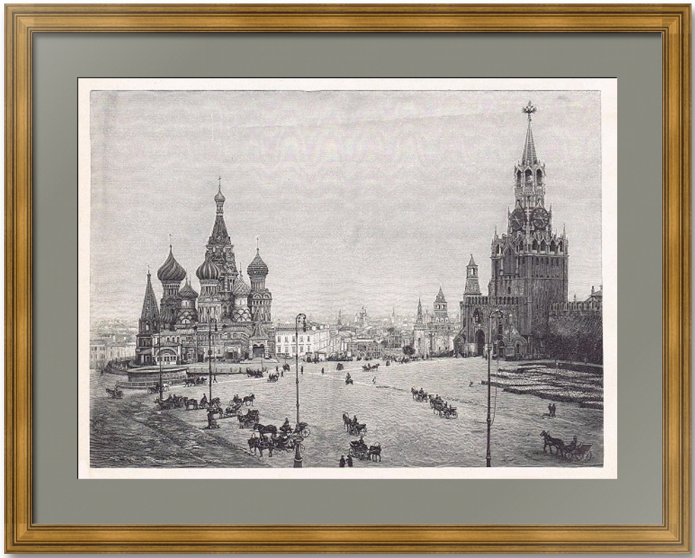 Вид на Красную площадь в Москве. 1896г. Старинная гравюра Вид на Красную площадь в Москве. 1896г. Старинная гравюра