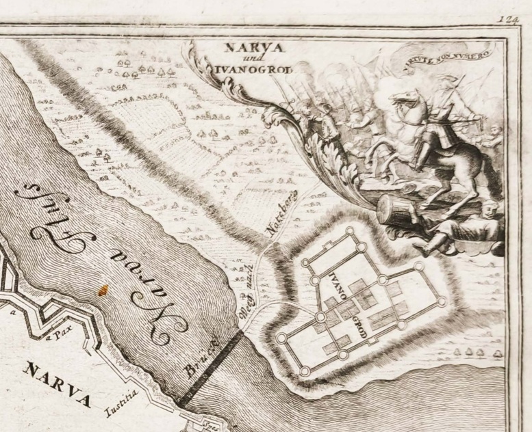Нарва и Ивангород. 1720г. Старинная гравюра. Антикварная карта. Нарва и Ивангород. 1720г. Старинная гравюра. Антикварная карта.