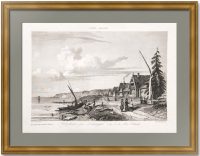 Архангельск, деревня Залахотье. 1841г Антикварная гравюра Архангельск, деревня Залахотье. 1841г Антикварная гравюра
